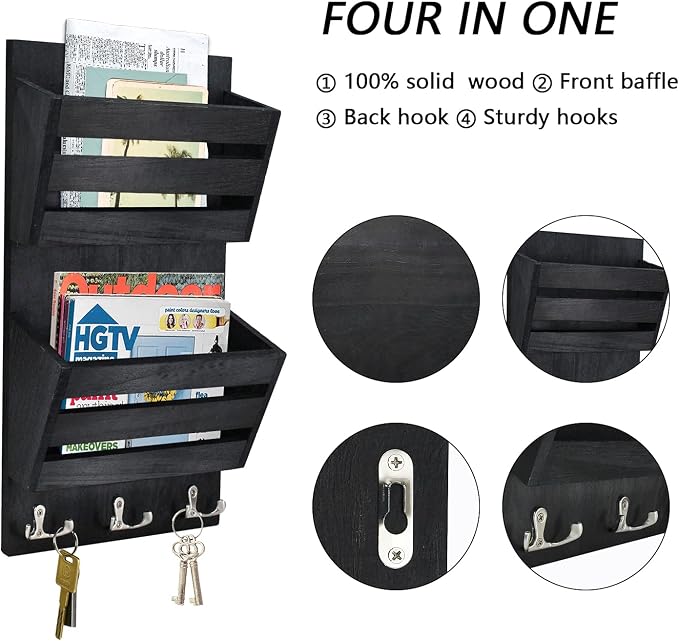 Unistyle Rustic Mail Organizer Wall Mount - Image 2