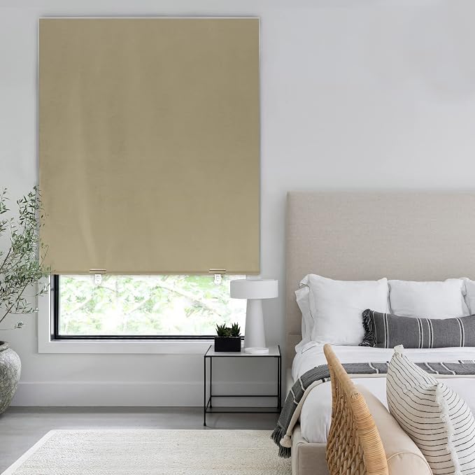 LazBlinds 100% Blackout Roller Shades, No Tools No Drill Cordless Blinds - Image 6