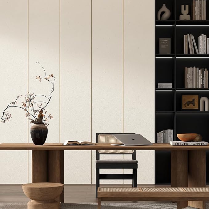 Natural White Wallpaper Grasscloth Textured Peel and Stick Wall - Image 5