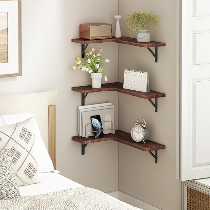 YGEOMER Corner Floating Shelves, Wall Mounted Corner Shelf - Image 4