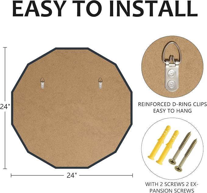 Bathroom Mirrors for Over Sink, Round Frameless Mirrors for Wall, 24x24 Inch - Image 5