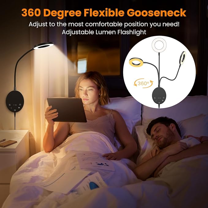 Wall Mounted Reading Light, Headboard Reading Lamp - Image 6