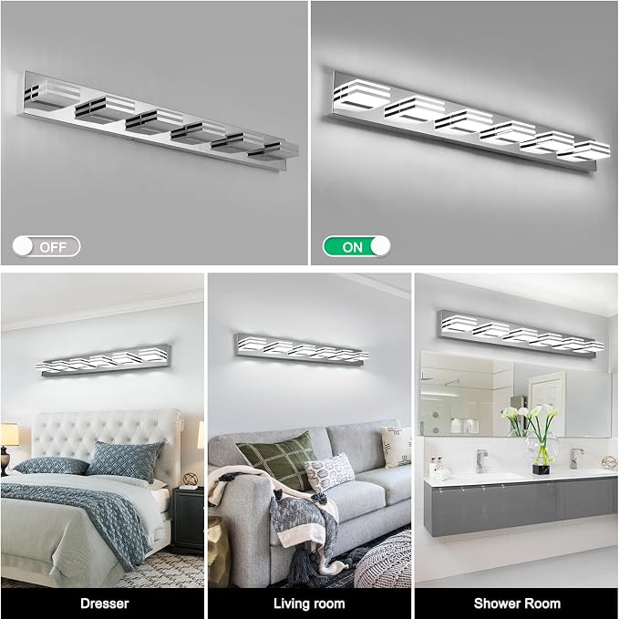 Modern Bathroom Light Fixtures 6 Light LED Vanity Lighting Bar 41 Inch Wall - Image 8