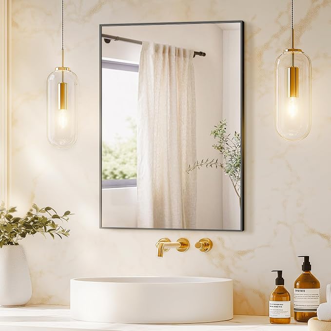 TRAHOME Bathroom Vanity Mirror for Wall, HD Shatterproof Glass, Hangs - Image 2