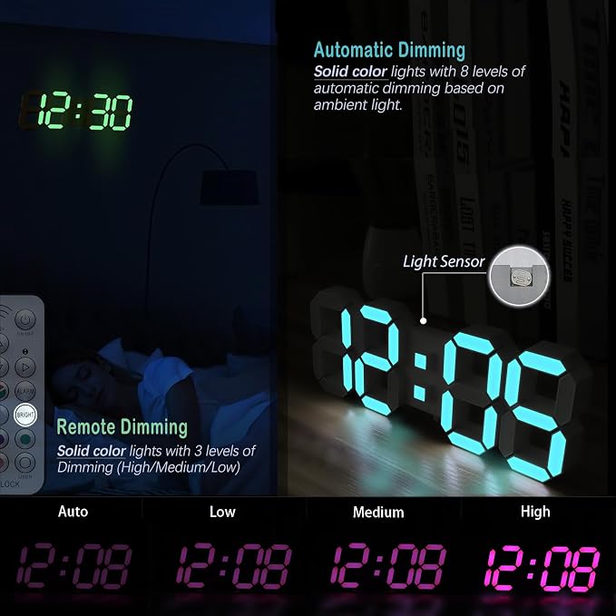 KOSUMOSU LED Wall Clock 15" RGB Digital LED Clock - Image 4
