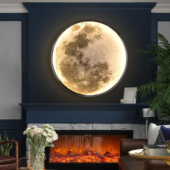 QIYIMEILUX 31.5 inch Large Moon Wall Sconce Plug in Dimmable Modern LED Wall - Image 5