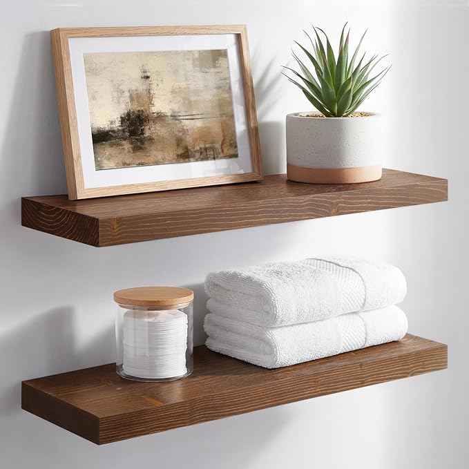 Homeforia Classic Walnut 20 inch Floating Shelf, High End Solid Real Wood Small by Homeforia