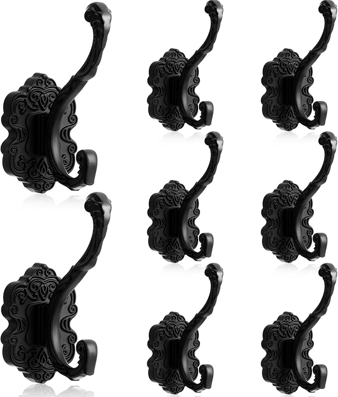 Zonon 8 Pcs Black Wall Hooks Set Vintage Coat & Towel Hooks by Zonon