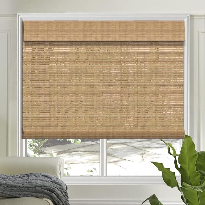 Letau No Drill No Tools Cordless Wood Window Shades Blinds, Bamboo Light by LETAU
