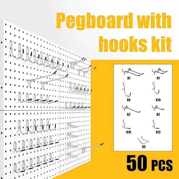 Spampur Peg Board, 4 Pack Metal Pegboard Panels - Image 7