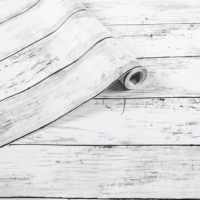 Arthome 17 x 240 inches White Gray, Peel and Stick Wallpaper, Wood Contact Paper by ArthomeWALLDECOR