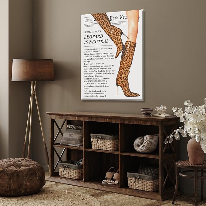 Trendy Newspaper Posters Vintage Leopard Boots Poster Feminist Canvas Prints - Image 6