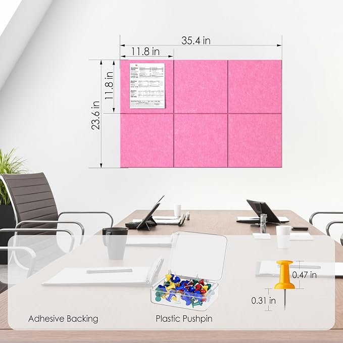 MaxGear Large Cork Board for Wall 36" x 24", 6 Pack Felt Wall Tiles - Image 4