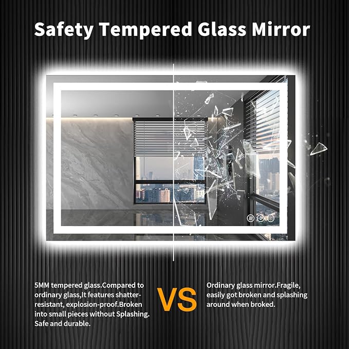 LOAAO 48X36 LED Bathroom Mirror - Image 8