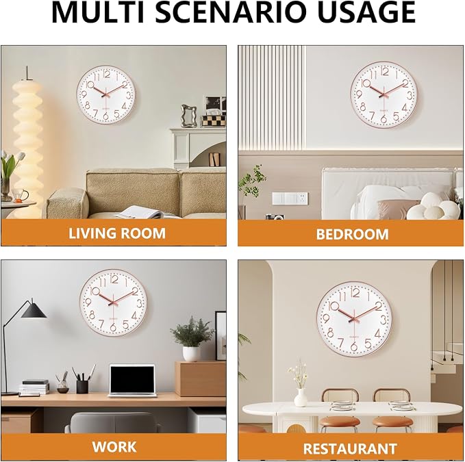 Silent Wall Clocks Battery Operated 8 Inch, Analog Wall Clock - Image 8