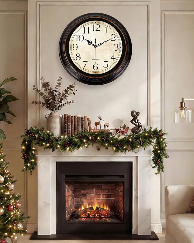Vintage Wall Clock 16 Inch Quartz Silent Non-Ticking Analog Clock Battery - Image 8
