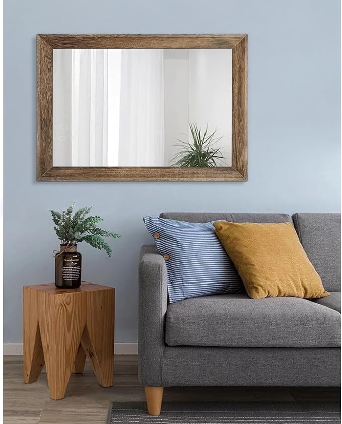 AAZZKANG Rustic Wood Mirror Rectangle Decorative Wall Mirrors - Image 6