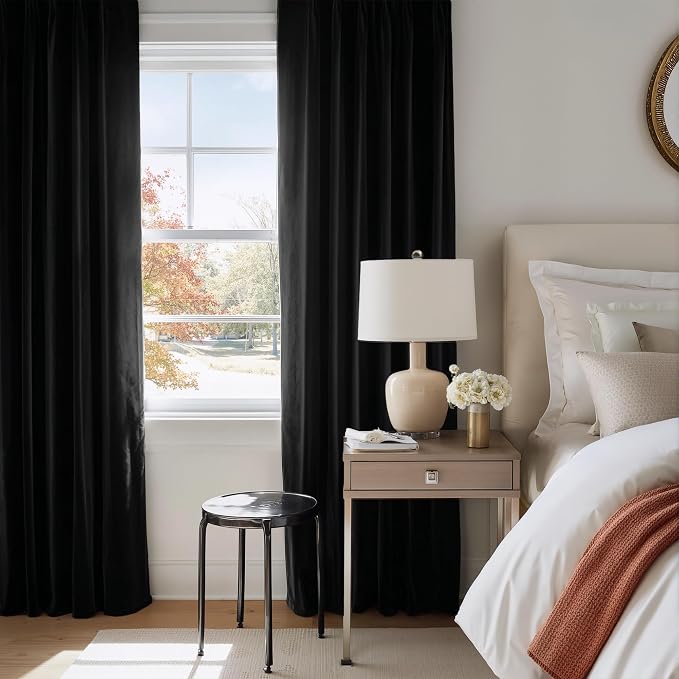 NICETOWN Black Velvet Curtains 84 inch Long - Image 2