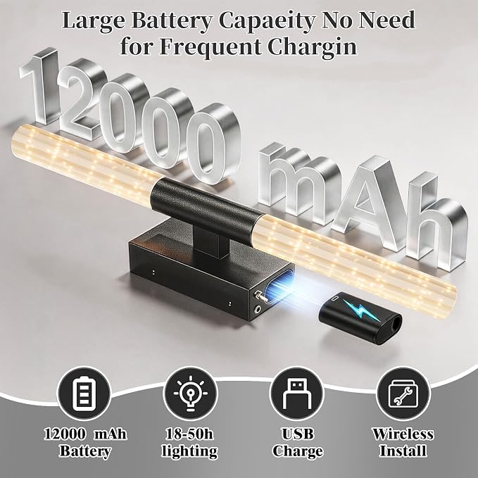 camuucci Battery Operated Wall Sconces Set of 2 Rechargeable Battery Powered - Image 2