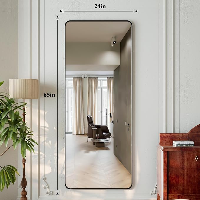 XRAMFY 65"x24" Floor Full Length Mirror Standing Full Body Rounded Corner - Image 5
