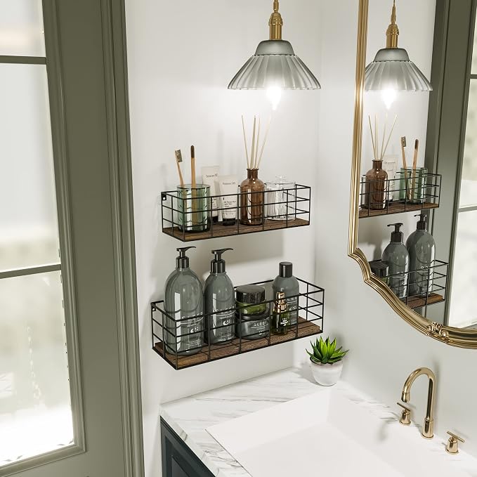 Fixwal Wall Shelves, 4 Sets of Hanging Floating Shelves, Wall Mounted Shelves - Image 2