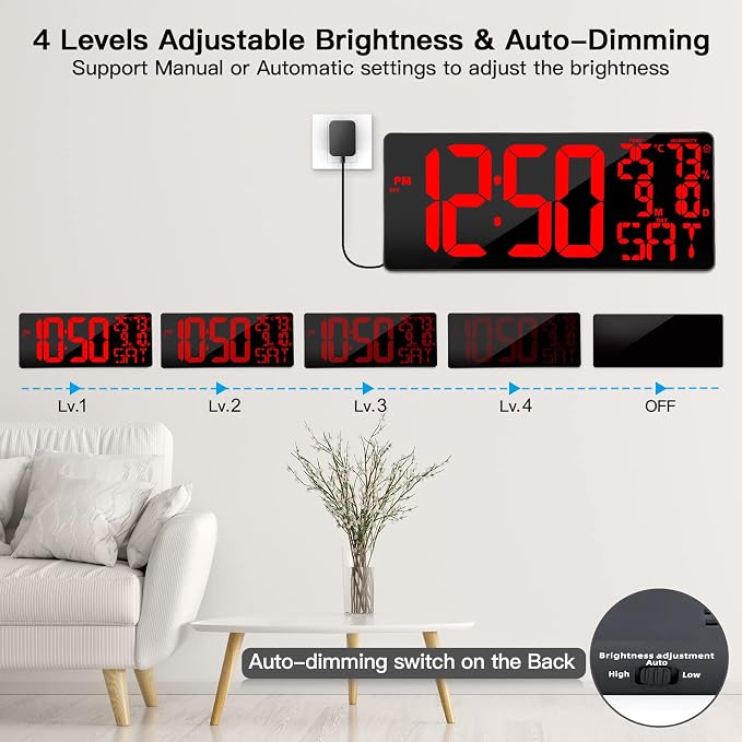 18" Large Digital Wall Clock - Image 3