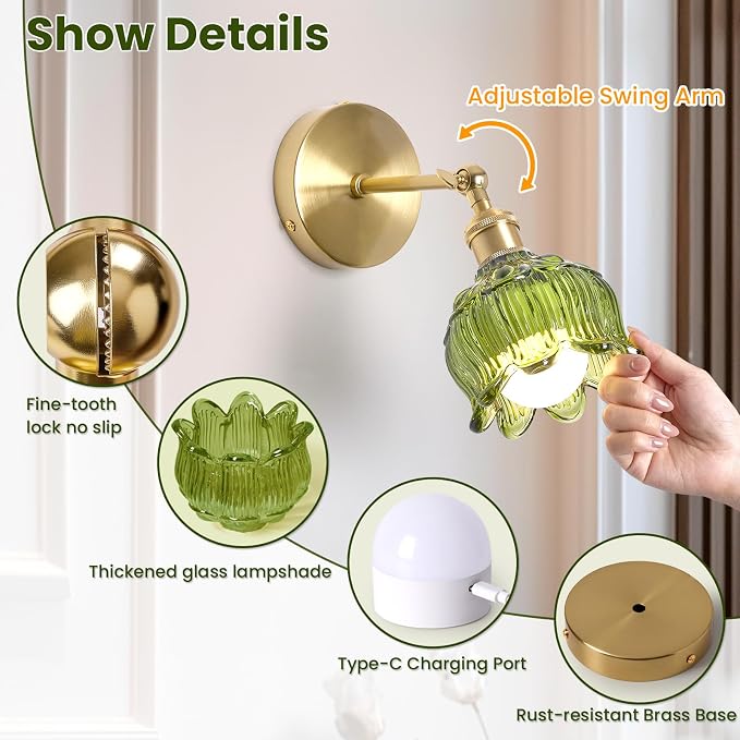 Vintage Battery Operated Wall Sconces - 5000mAh Rechargeable Dimmable Wireless - Image 5