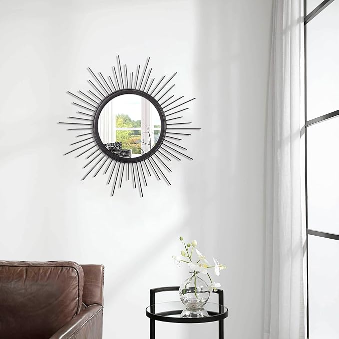 Large Sunburst Wall Mirror Boho Home Decor Round Wall Art Mirror Modern Metal - Image 4