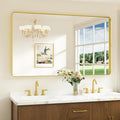 Keonjinn Gold Mirrors for Wall, 60” x 36” Large Brushed Brass Bathroom Mirrors by Keonjinn