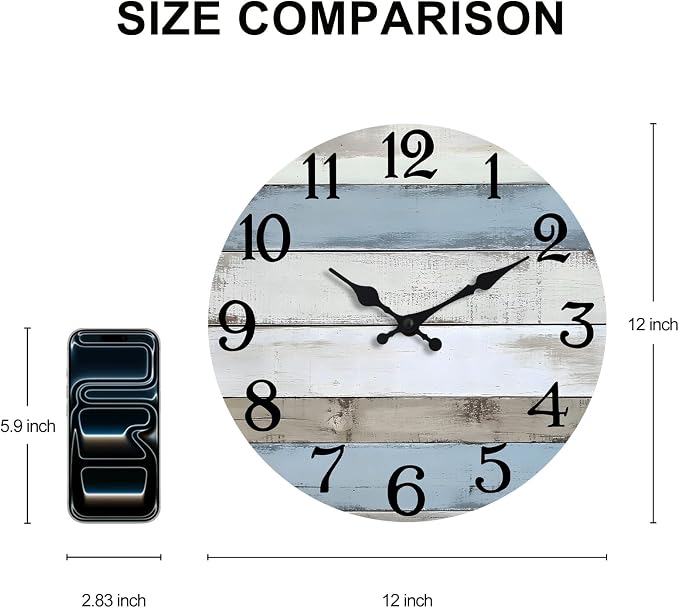 JoFomp 12 Inch Wall Clocks Battery Operated, Silent Wall Clock Non Ticking - Image 2