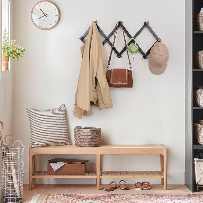 SCUNDA Wall Rack with 10 Hooks, Wooden Wall Expandable Coat Rack - Image 4