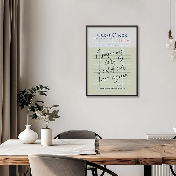 Black Framed Wall Art Posters Trendy Kitchen Guest Check Prints Chef Was Cute - Image 5