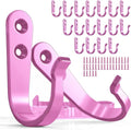 BREYDROK 20PCS Pink Heavy Duty Single Prong Metal Wall Hooks by BREYDROK