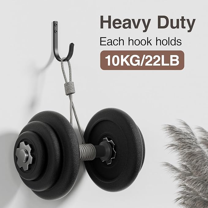 20-Pack Wall Hooks for Hanging Towel/Coat - 22LB Screw in Metal Hanger Wall - Image 4