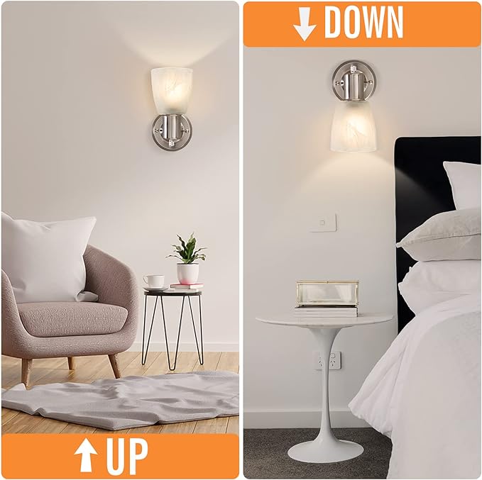 EJIAXIN Wall Sconces Set of 2, Brushed Nickel Vanity Lights - Image 3