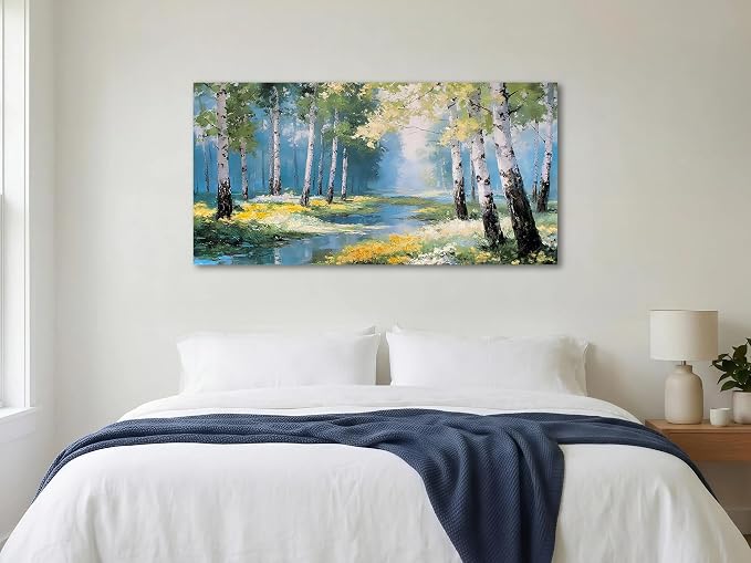 Ardemy Birch Forest Stream Canvas Wall Art, Calming Nature Scenery - Image 5