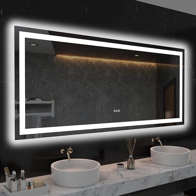 LOAAO 60X28 LED Bathroom Mirror by LOAAO