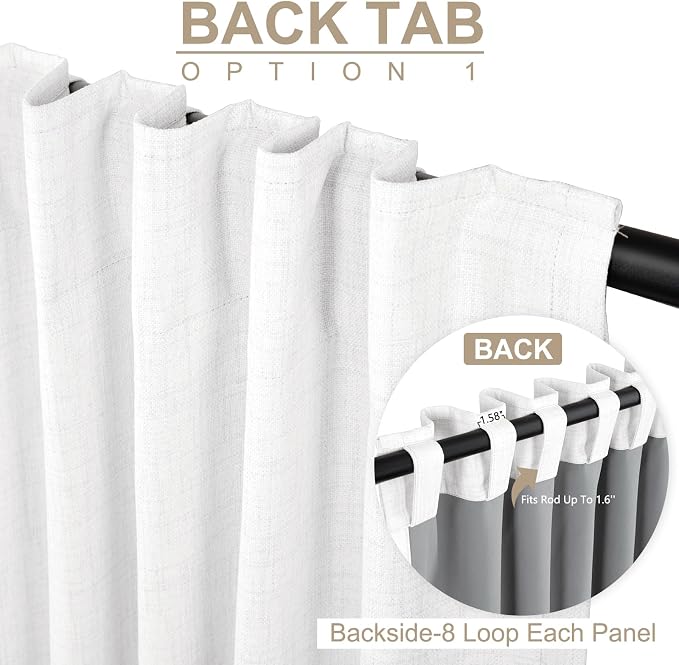 100% Blackout Shield White Linen Blackout Curtains - Image 3