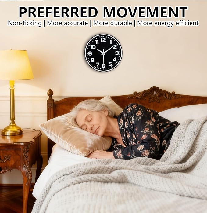 Modern Silent Wall Clock, 10inch Non-Ticking Analog Battery Operated Clock - Image 4