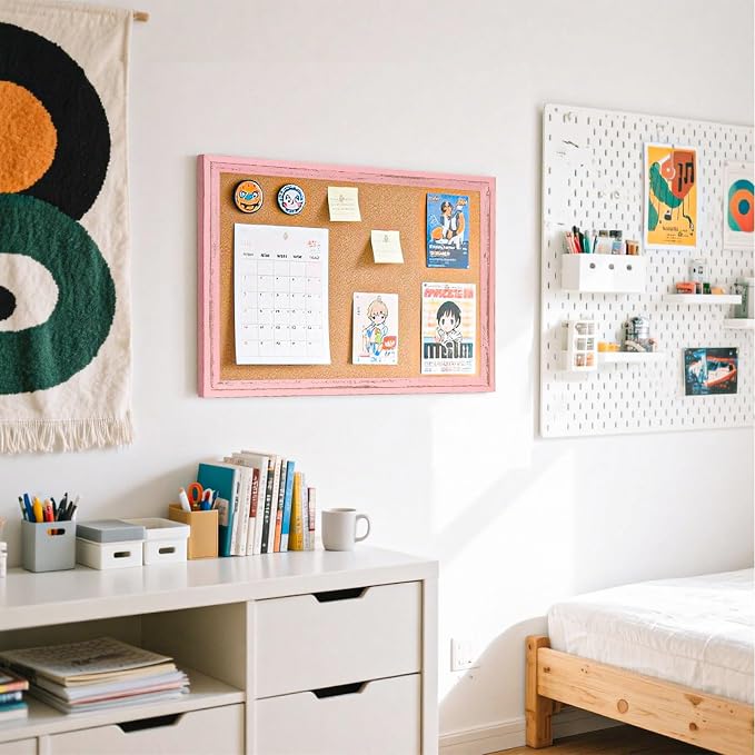Cork Bulletin Board, Decorative Hanging Pin Board Tack Board - Image 8