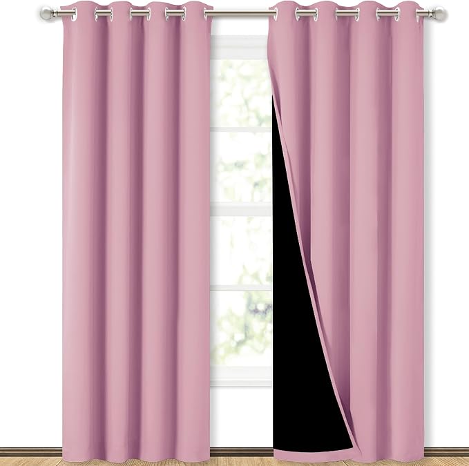 NICETOWN Crystal Pink Full Shade Curtain Panels, Pair of Energy Smart & Noise by NICETOWN