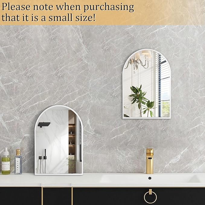 Arched Wall Mirror Bathroom Mirror Brushed Metal Vanity Wall Mounted Mirrors - Image 3