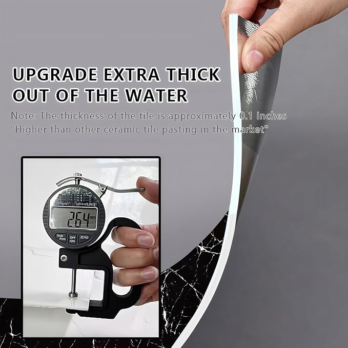 10pcs Peel and Stick Tile Shower Waterproof Marble Tiles Wall Panels, - Image 6