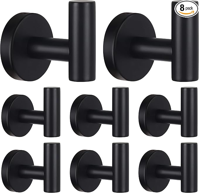 Bathroom Robe Towel Hooks Coat Matte Black Wall Hook Stainless Steel Heavy Duty by Homagic