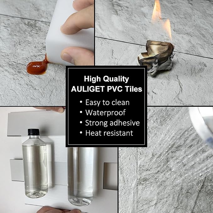 AULIGET 20-Piece Light Slate Peel and Stick Backsplash Wall Tiles, Laundry Room - Image 5