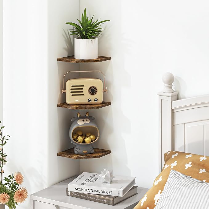 Fun Memories Corner Shelf Wall Mount, Floating Corner Shelves, Rustic Wood Wall - Image 6