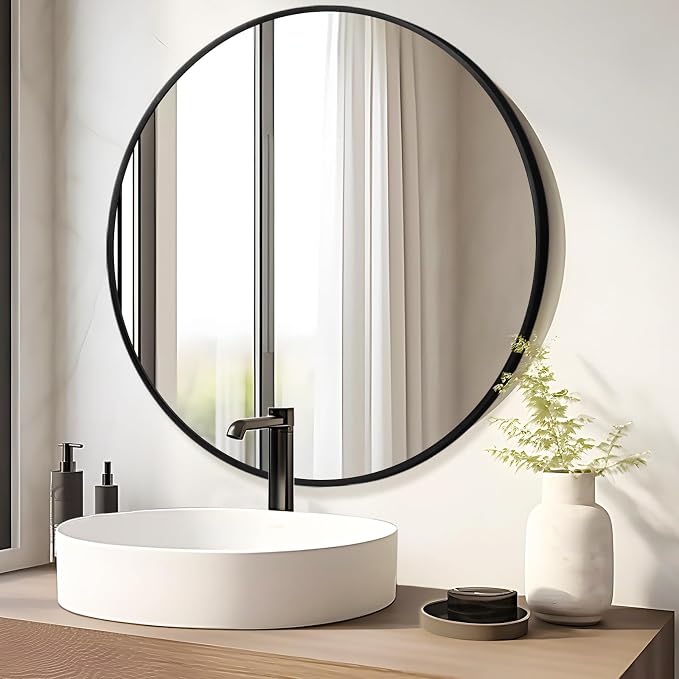 Fabuday Black Round Mirror for Wall 26 inch - Image 3