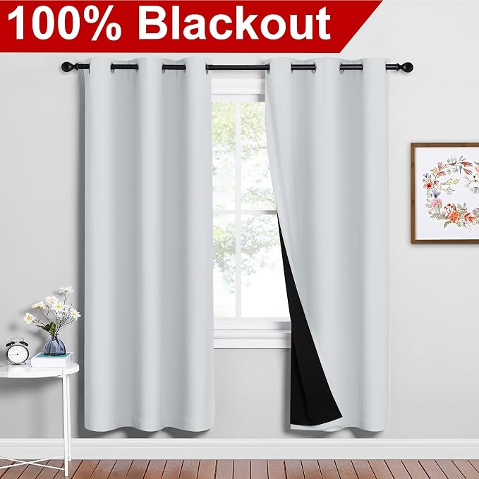 NICETOWN 100% Blackout Window Curtain Panels, 2 Pieces, 42-inch Wide Per Panel - Image 2