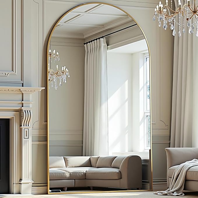 Prywot Full Length Mirror, Oversized 78"x38" Arched-Top Floor Mirror, Free by Prywot