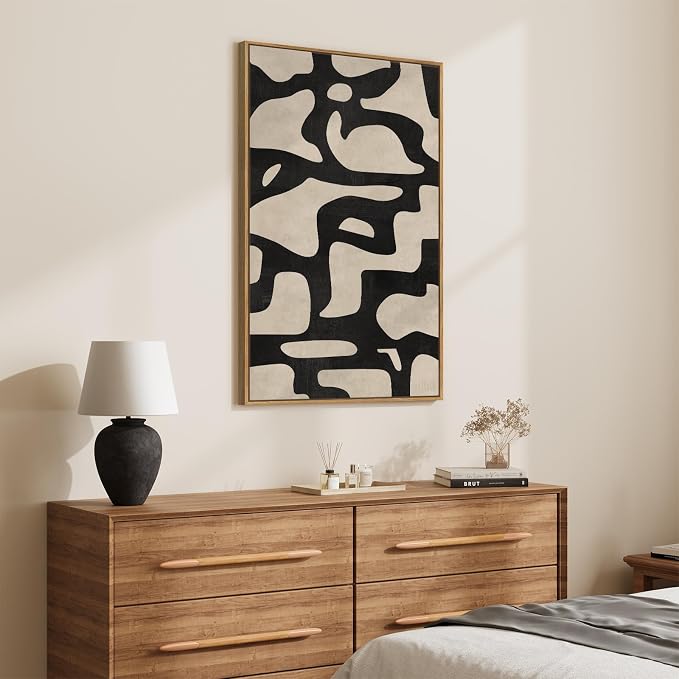 Framed Neutral Abstract Wall Art, Large Modern Canvas Prints Paintings Artwork - Image 2